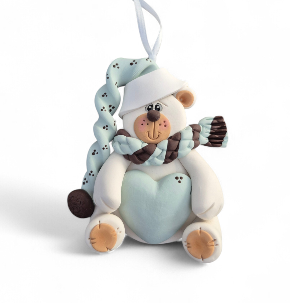 Cutie Bear in mint — Clayful Creations clay ornament