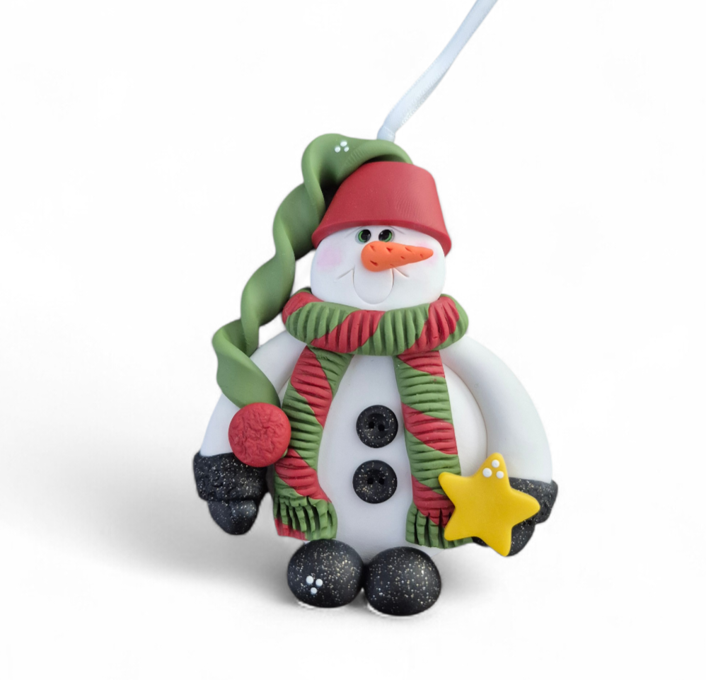 Short, Round Snowman — Clayful Creations clay ornament