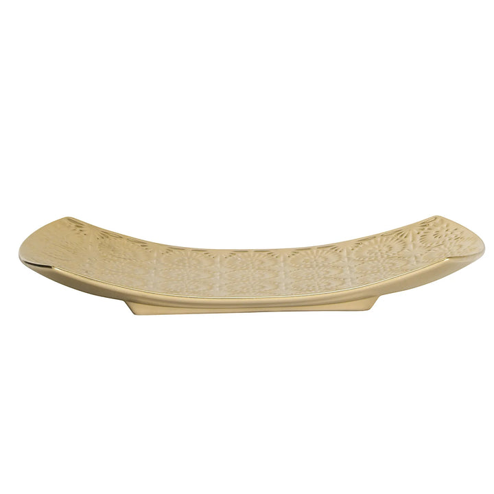 Clara Embossed Mandala Gold Ceramic Platter